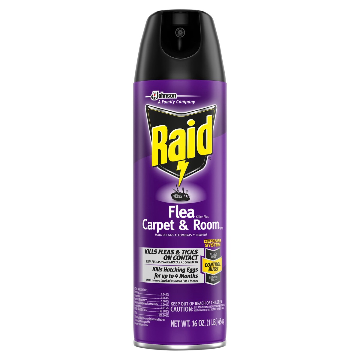 slide 6 of 8, Raid Flea Killer Plus Carpet & Room Spray Kills Fleas & Flea Eggs for Up to 4 Weeks, 16 oz, 16 oz