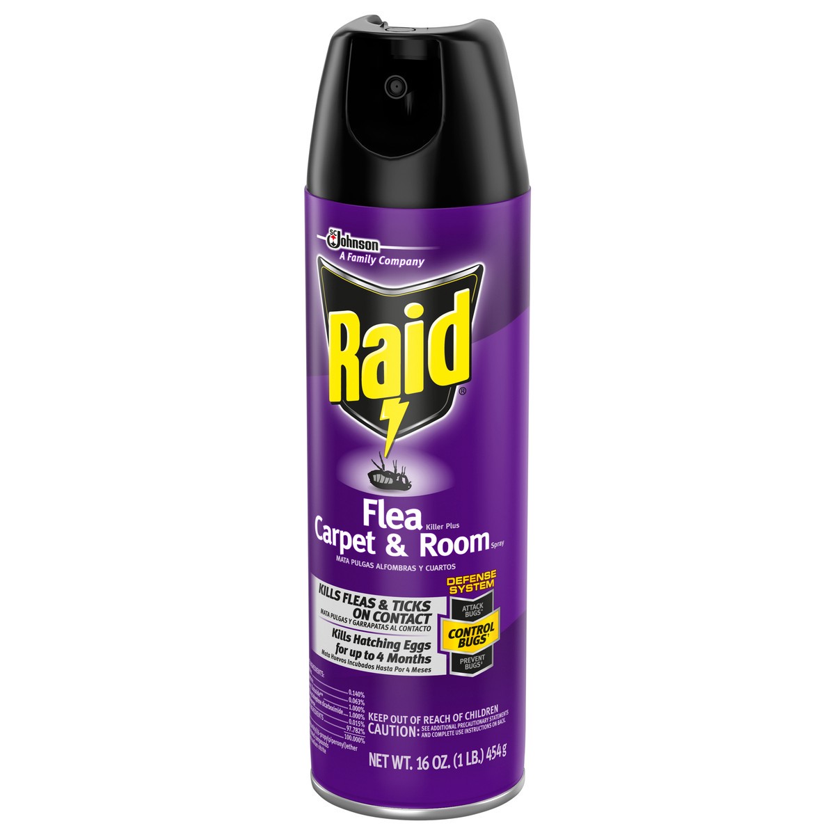 slide 4 of 8, Raid Flea Killer Plus Carpet & Room Spray Kills Fleas & Flea Eggs for Up to 4 Weeks, 16 oz, 16 oz