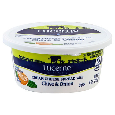 slide 1 of 1, Lucerne Dairy Farms Lucerne Cream Cheese Spread With Chive & Onion, 8 oz