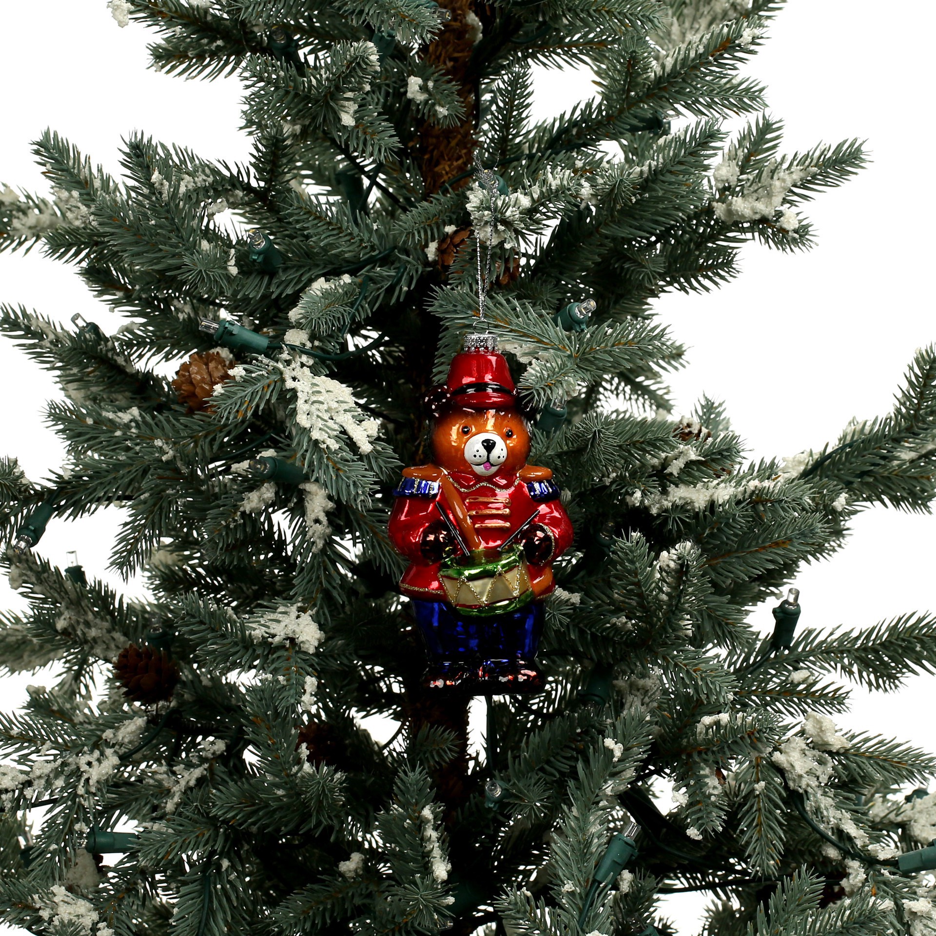 slide 2 of 3, 5.25" Drummer Bear Glass Ornament By Ashland, 5.25 in
