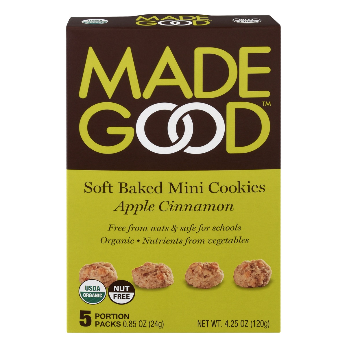 slide 1 of 10, MadeGood Mini Apple Cinnamon Cookies, 4.25 oz