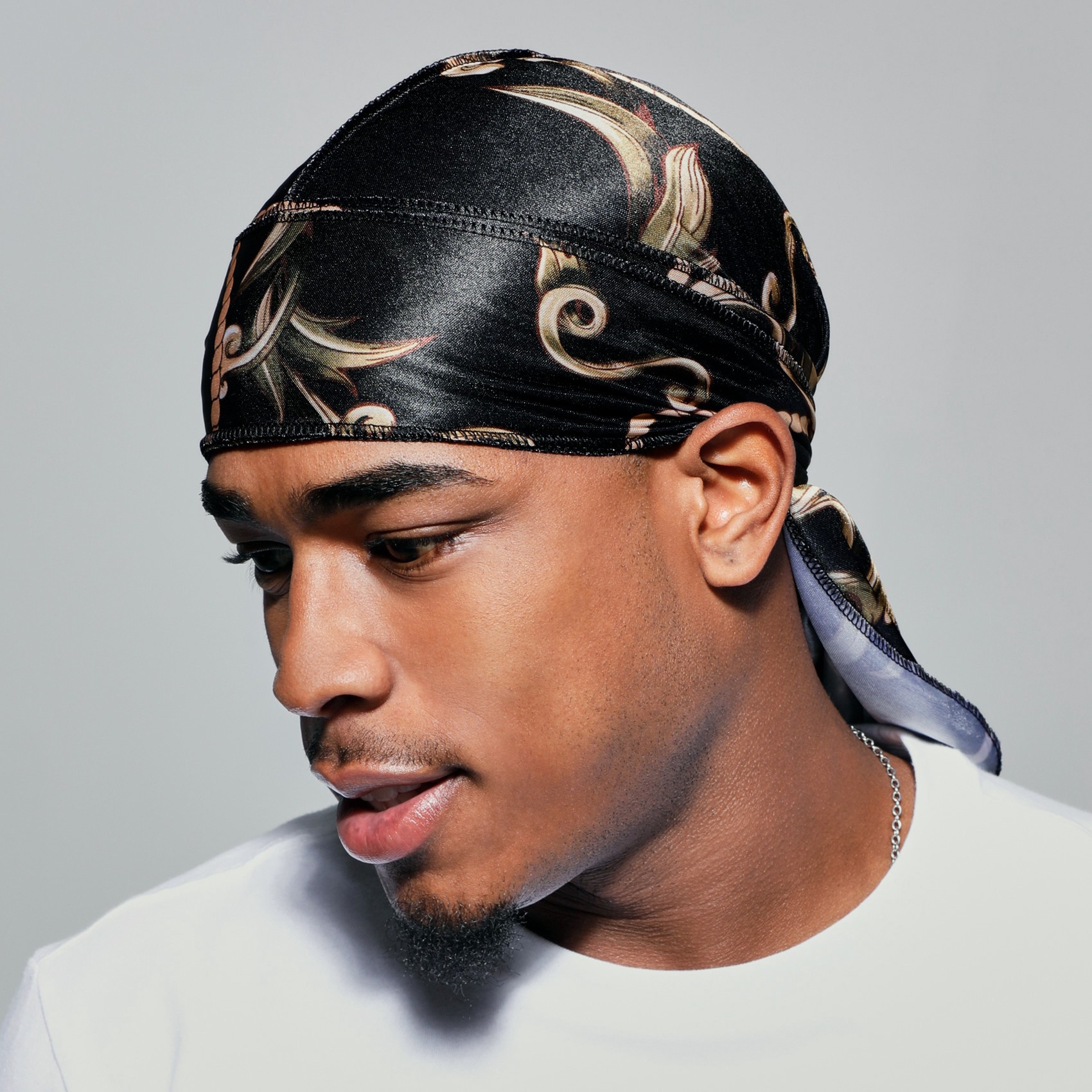 slide 4 of 5, KISS COLORS & CARE KISS Power Wave Satin Durag, Luxe Pattern Black, Adult Size, 1 Count, 1 ct