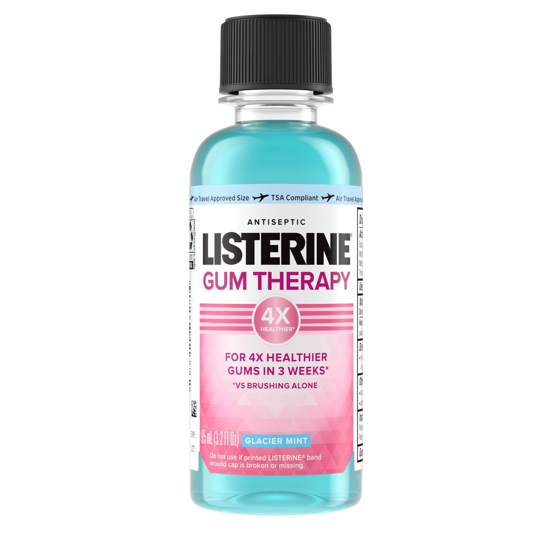 slide 1 of 5, Listerine Gum Therapy Antiplaque & Anti-Gingivitis Mouthwash, Antiseptic Oral Rinse Helps Reverse Signs of Early Gingivitis like Bleeding, ADA accepted, TSA-Compliant Travel-Size, Glacier Mint, 95 mL, 3.2 oz