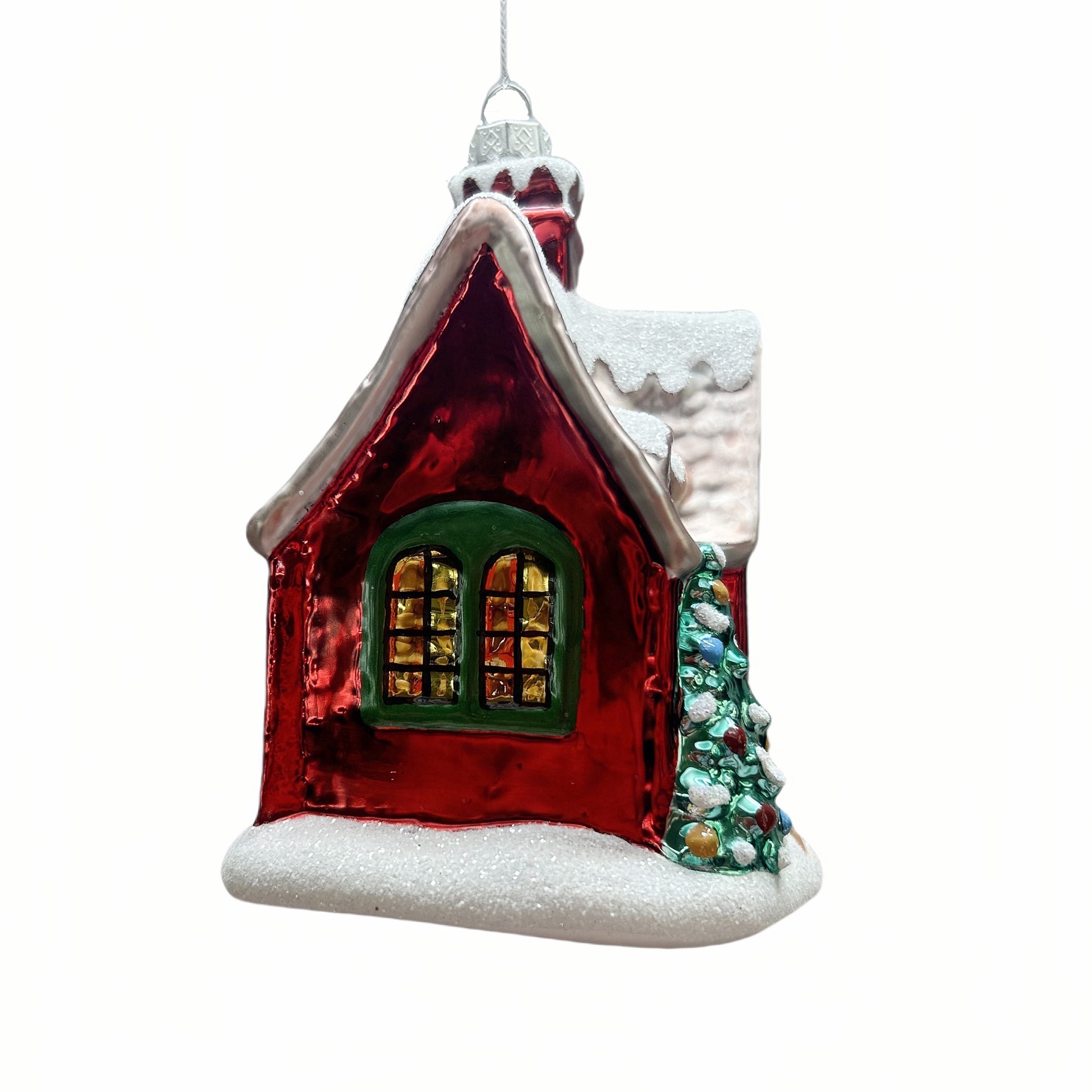 slide 2 of 3, 5.25" Winter House Glass Ornament By Ashland, 4.25 in x 3.25 in x 5.25 in