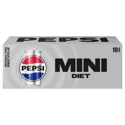 Diet Pepsi Cola Soda Pop Mini Cans, 10 ct / 7.5 fl oz
