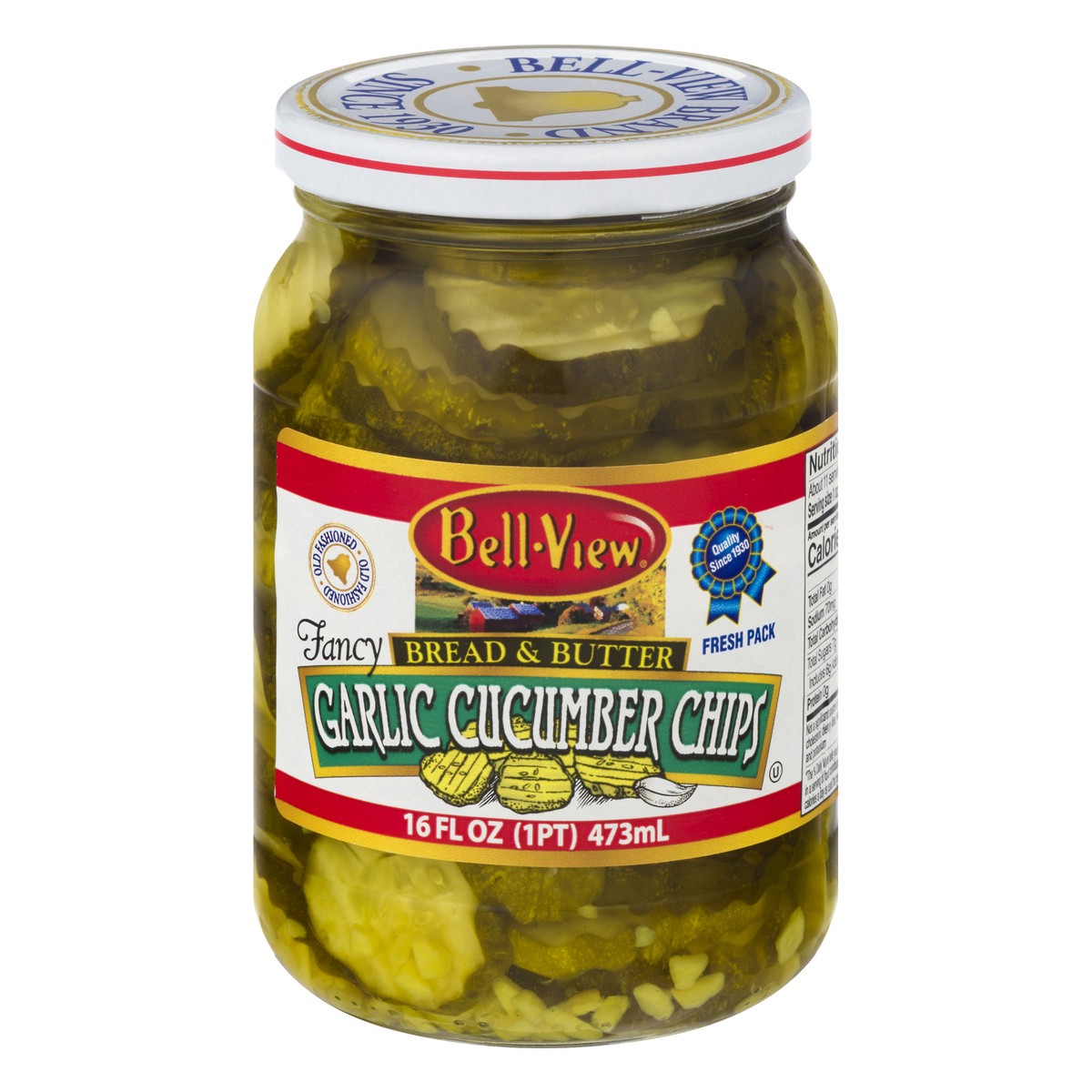 slide 1 of 13, Bell-View Garlic Cucumber Chips, Bread & Butter, Fresh Pack, 16 oz