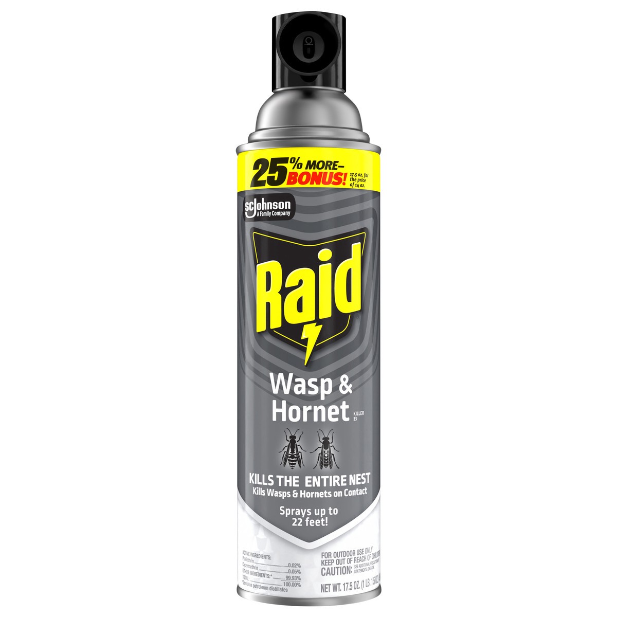slide 1 of 5, Raid Wasp & Hornet Killer 33, Outdoor Flying Insect Spray, 17.5 oz, 17.5 oz