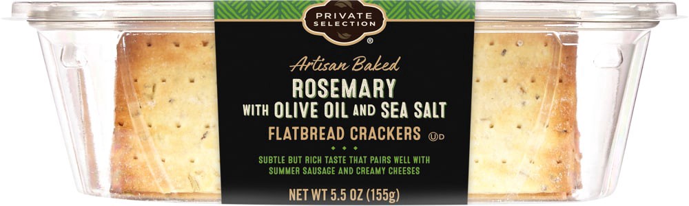 slide 3 of 3, Private Selection Rosemary Olive Oil Flatbread Crackers, 5.5 oz