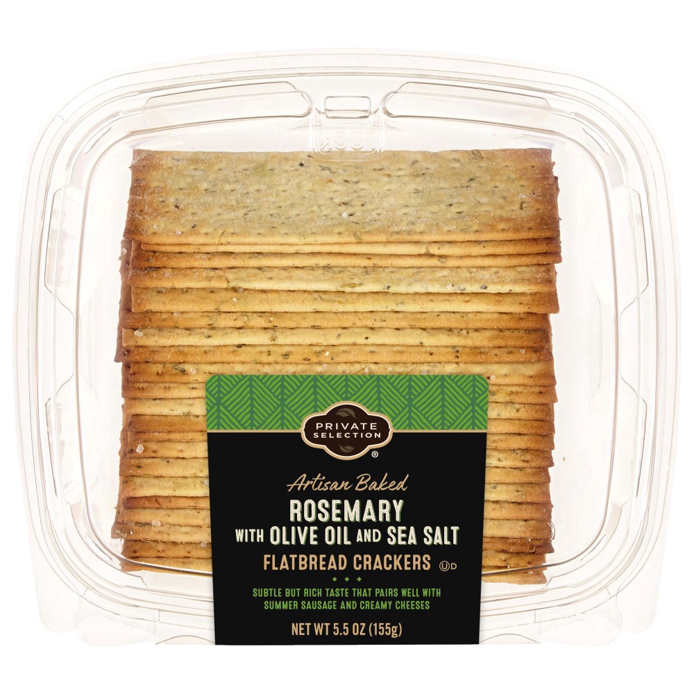 slide 1 of 3, Private Selection Rosemary Olive Oil Flatbread Crackers, 5.5 oz