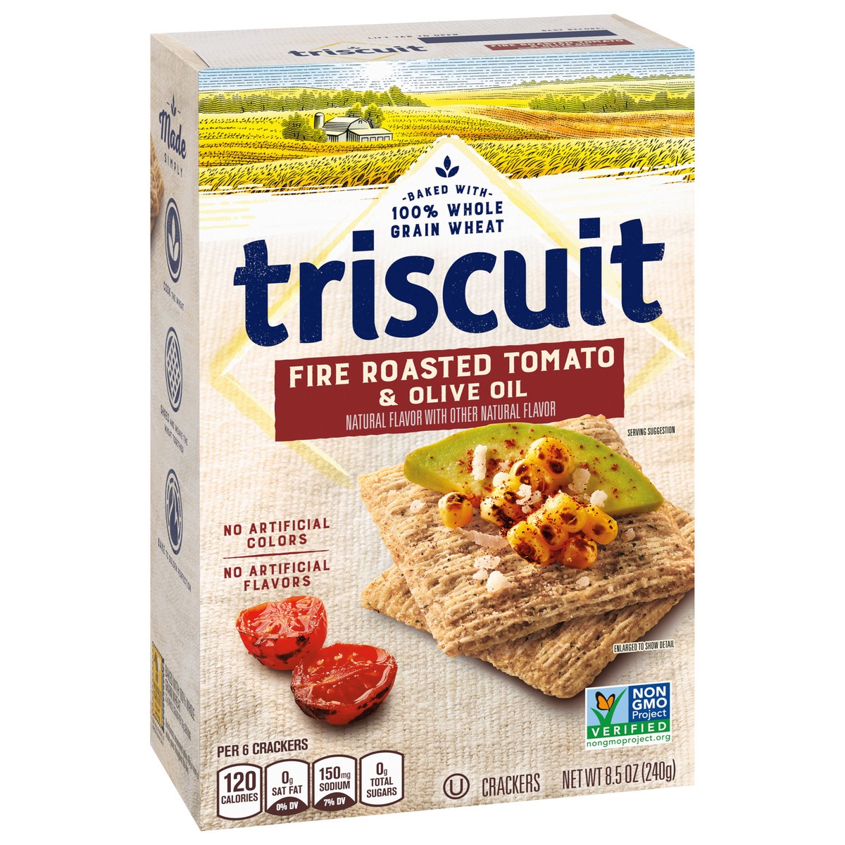 slide 2 of 9, Triscuit Fire Roasted Tomato & Olive Oil Whole Grain Wheat Crackers, 8.5 oz, 8.5 oz