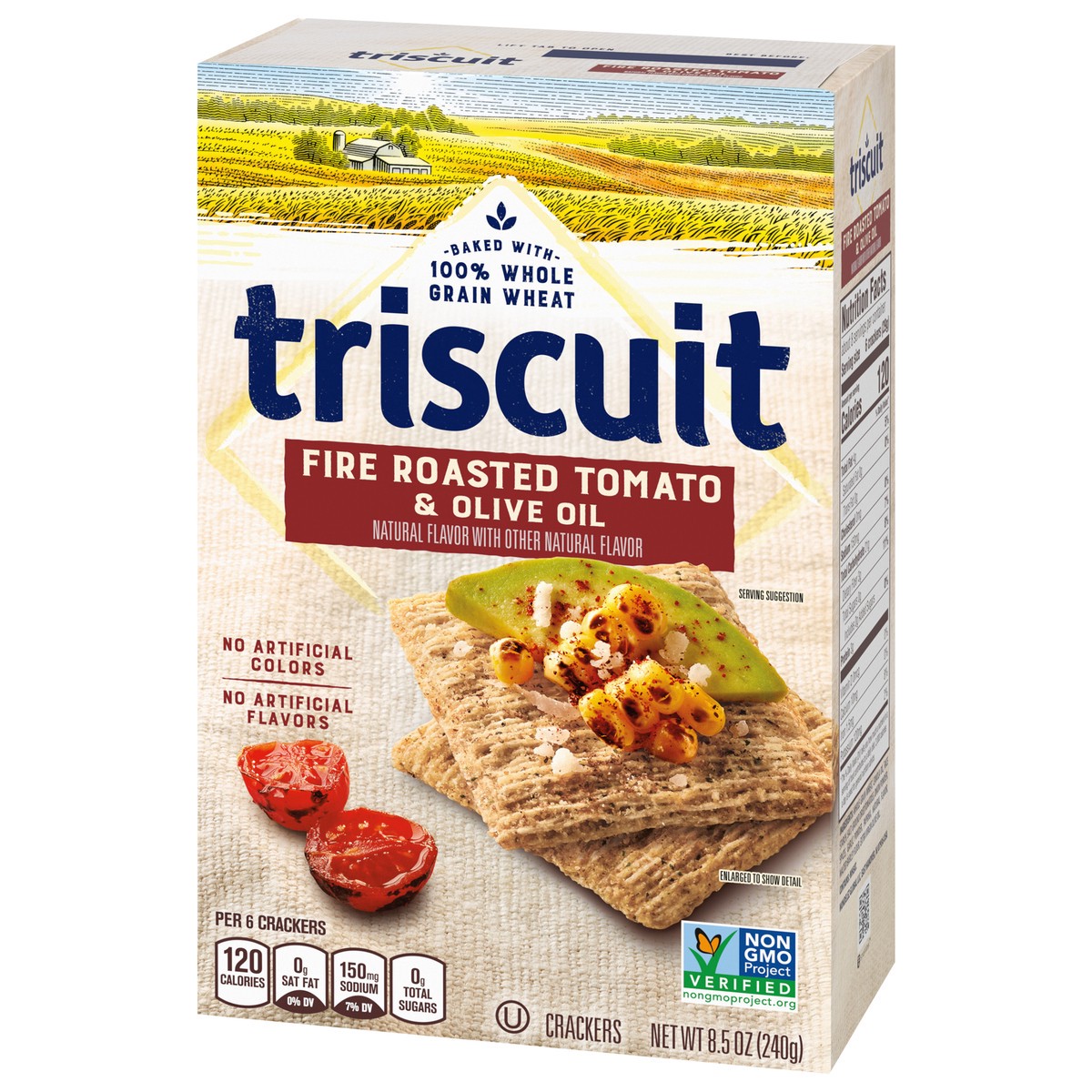 slide 3 of 9, Triscuit Fire Roasted Tomato & Olive Oil Whole Grain Wheat Crackers, 8.5 oz, 8.5 oz