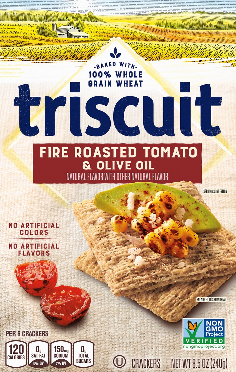 slide 6 of 9, Triscuit Fire Roasted Tomato & Olive Oil Whole Grain Wheat Crackers, 8.5 oz, 8.5 oz