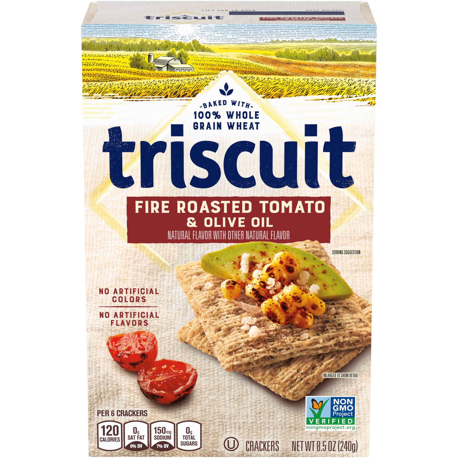 slide 1 of 7, Triscuit Fire Roasted Tomato & Olive Oil Flavored Crackers, 8.5 oz