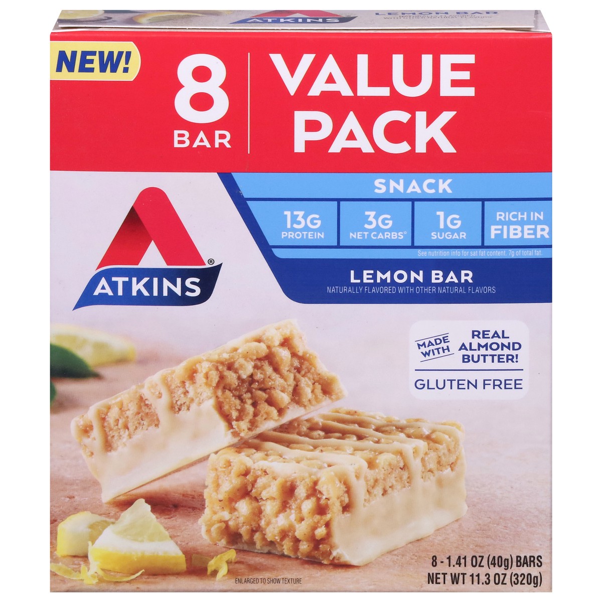 slide 1 of 9, Atkins Value Pack Lemon Protein Bars 8 - 1.41 oz Each, 8 ct