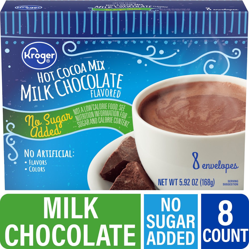 slide 1 of 5, Kroger No Sugar Added Hot Cocoa Mix, 8 ct / 5.92 oz, 8 ct