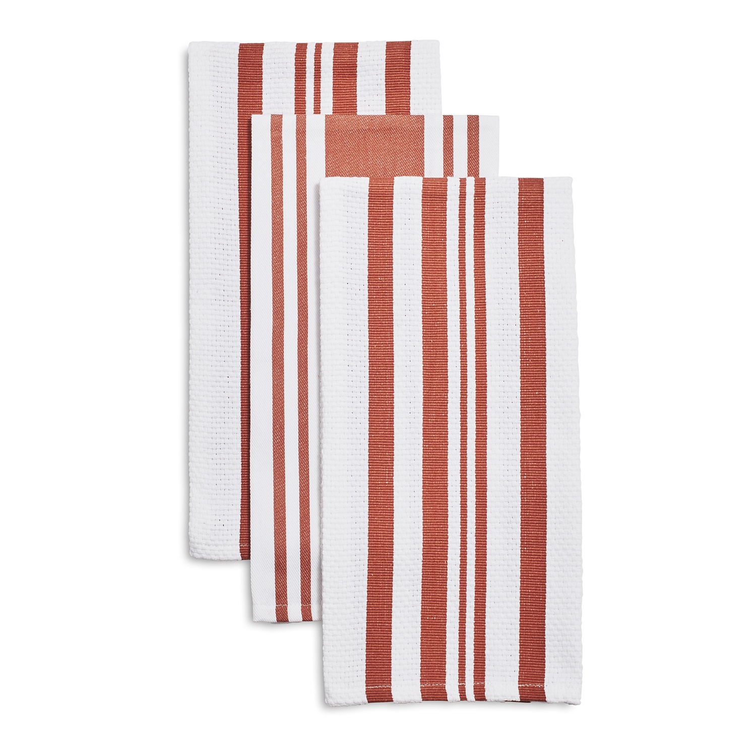 slide 1 of 1, Sur La Table Striped Kitchen Towels, Rust, 3 ct; 28 in x 20 in