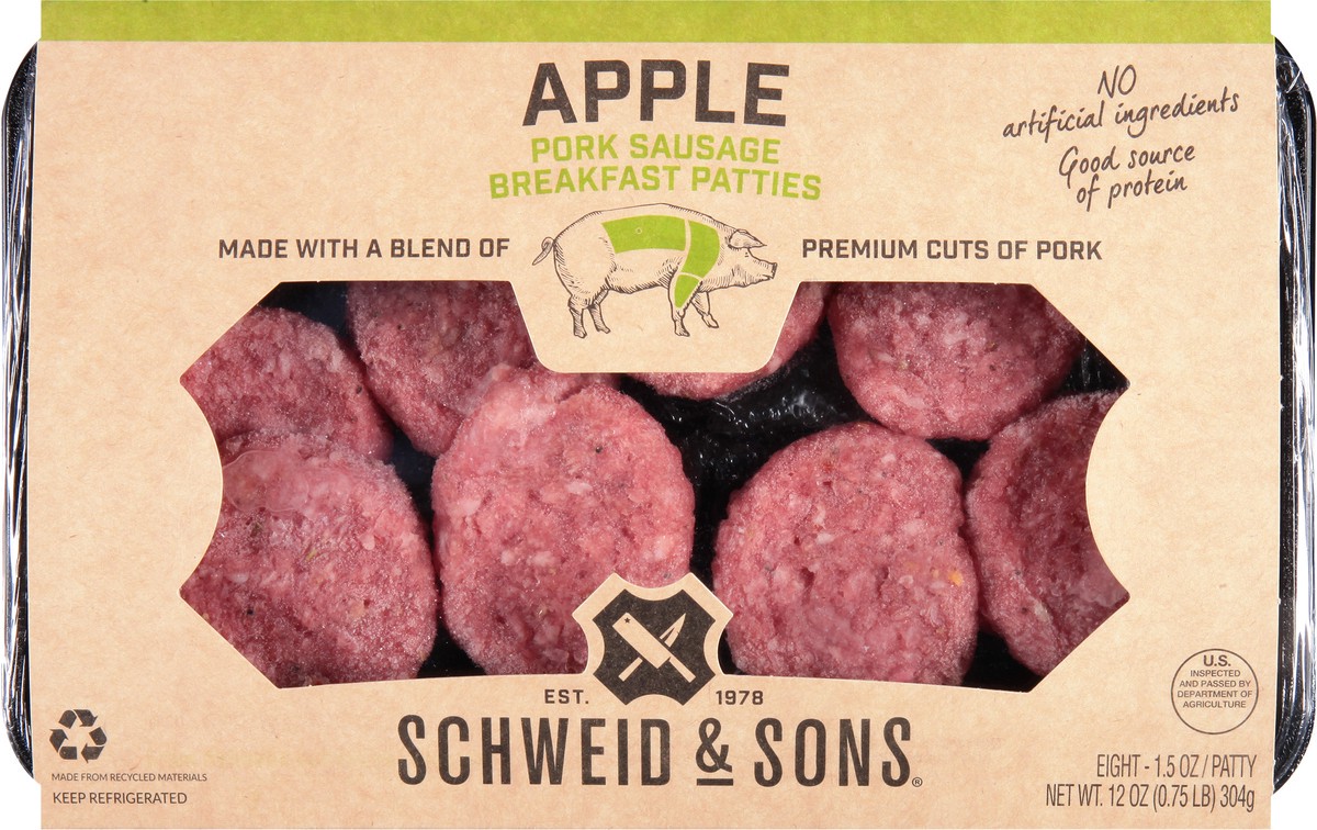 slide 6 of 9, Schweid & Sons Apple Pork Sausage, 8 ct; 12 oz