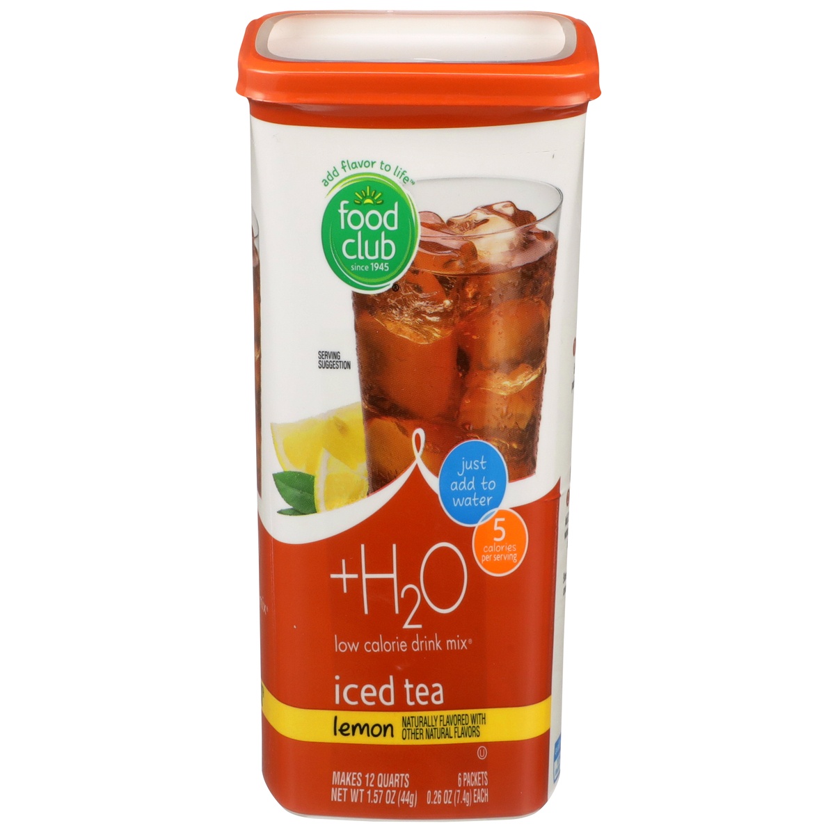 slide 1 of 1, Food Club +h, Lemon Iced Tea Low Calorie Drink Mix - 1.57 oz, 1.57 oz