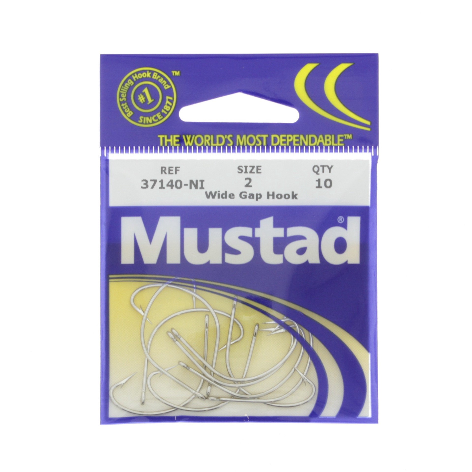 slide 1 of 1, Mustad Wide Gap Hook Size 2, 10 ct