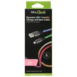 Cell Candy Dynamic LED ColorGlo Charge & Sync Cable for Apple 8 Pin