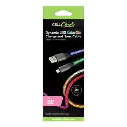 Cell Candy Dynamic LED ColorGlo Charge & Sync Cable for Apple 8 Pin