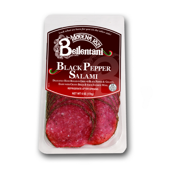 slide 1 of 1, Bellentani Black Pepper Sliced Salami, 6 oz