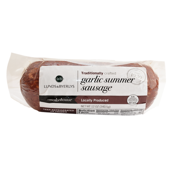 slide 1 of 1, L&B Garlic Summer Sausage, 12 oz