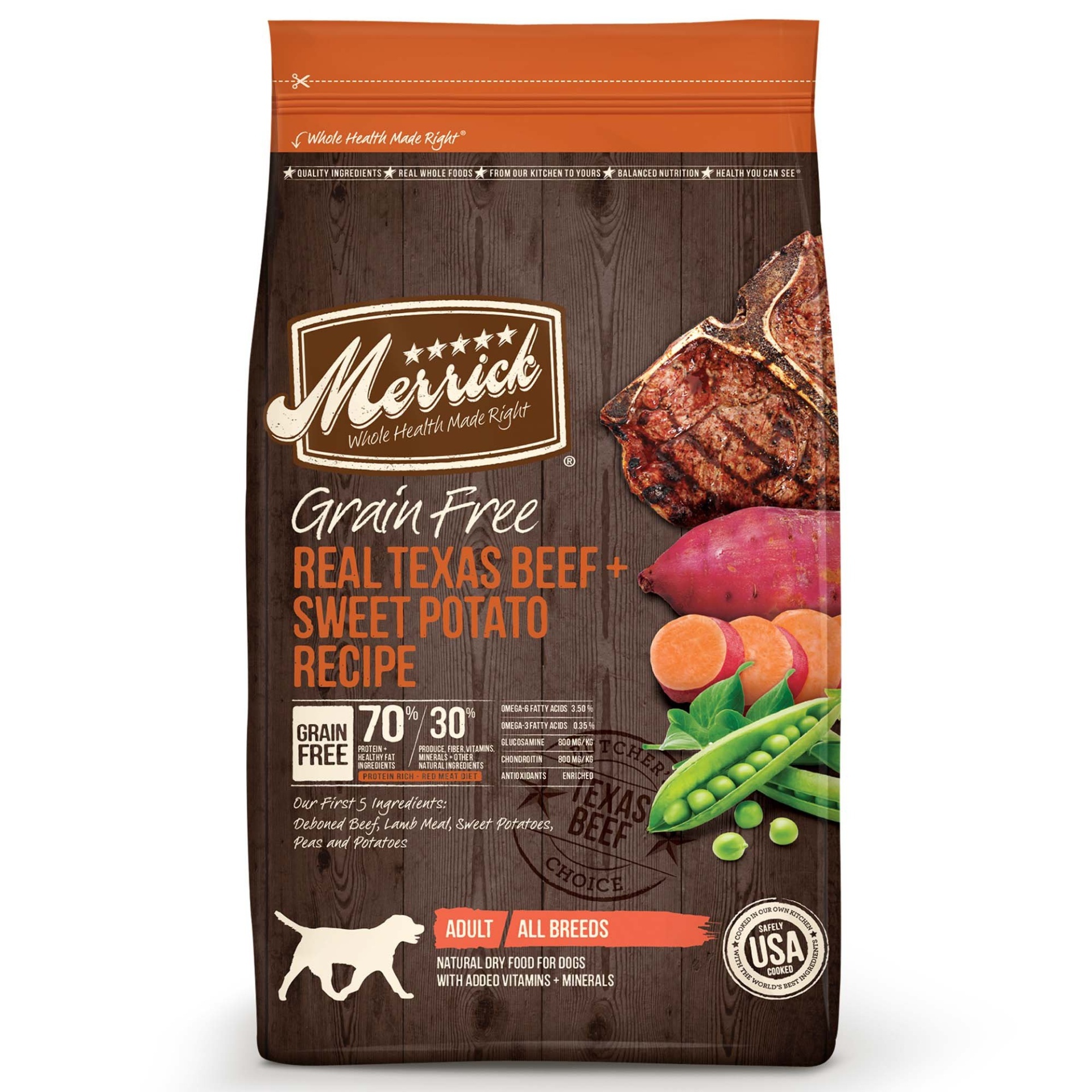 slide 1 of 1, Merrick Grain Free Real Texas Beef + Sweet Potato Dry Dog Food, 25 lb