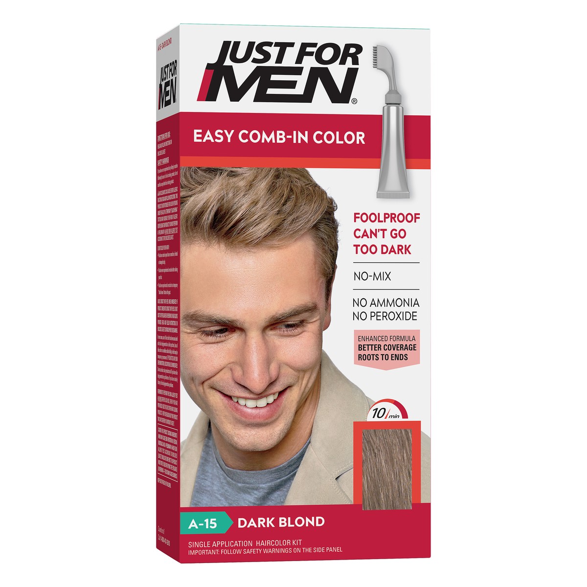 slide 2 of 8, Just for Men Easy Comb-In Color A-15 Dark Blond Single Application Haircolor Kit 1 ea, 1 ct