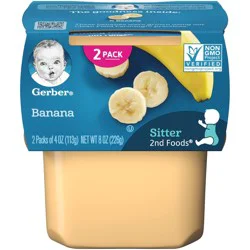 Gerber Baby Food Banana Puree, Clean Label Project, 4 Oz, 2 Pack Tubs