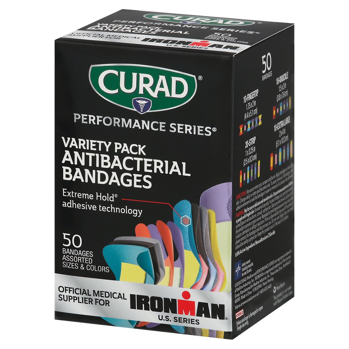slide 9 of 11, Curad Performance Series Antibacterial Bandages Variety Pack 50 ea, 50 ct