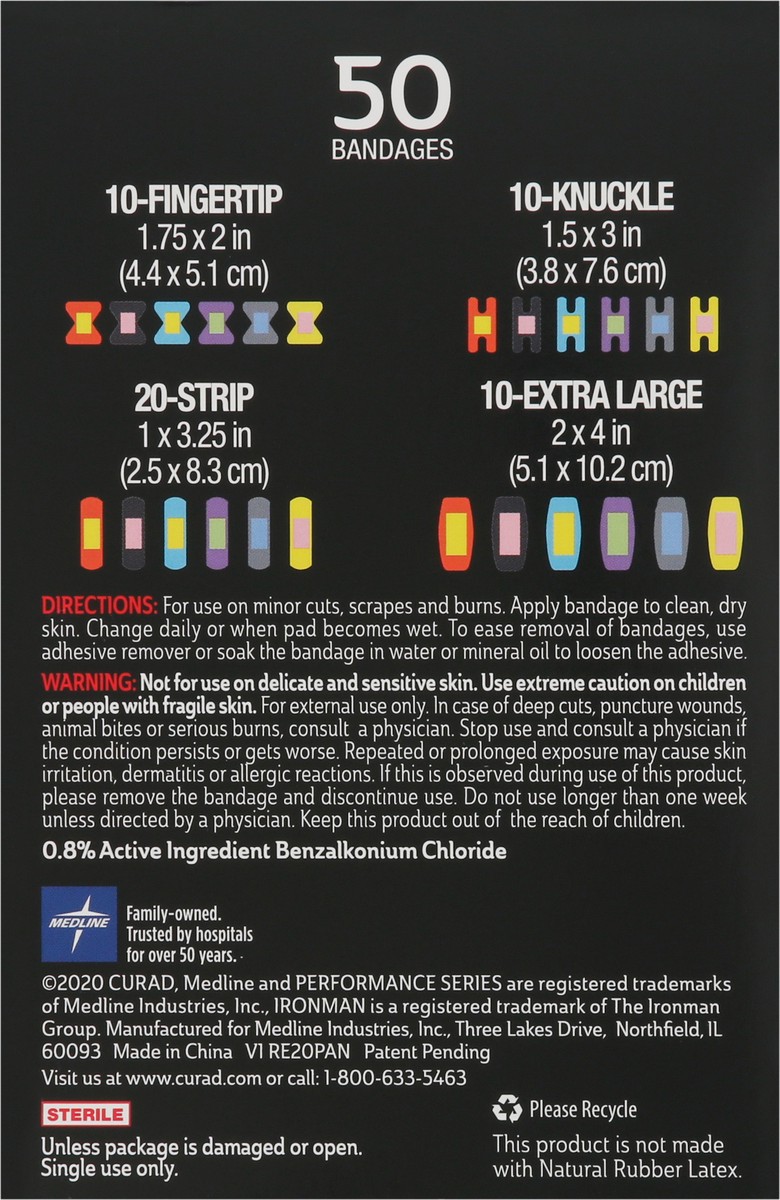 slide 4 of 11, Curad Performance Series Antibacterial Bandages Variety Pack 50 ea, 50 ct