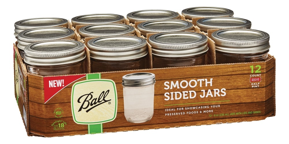 slide 1 of 1, Ball Regular Mouth Half-Pint Smooth-Sided Glass Mason Jars, 12 ct; 8 oz