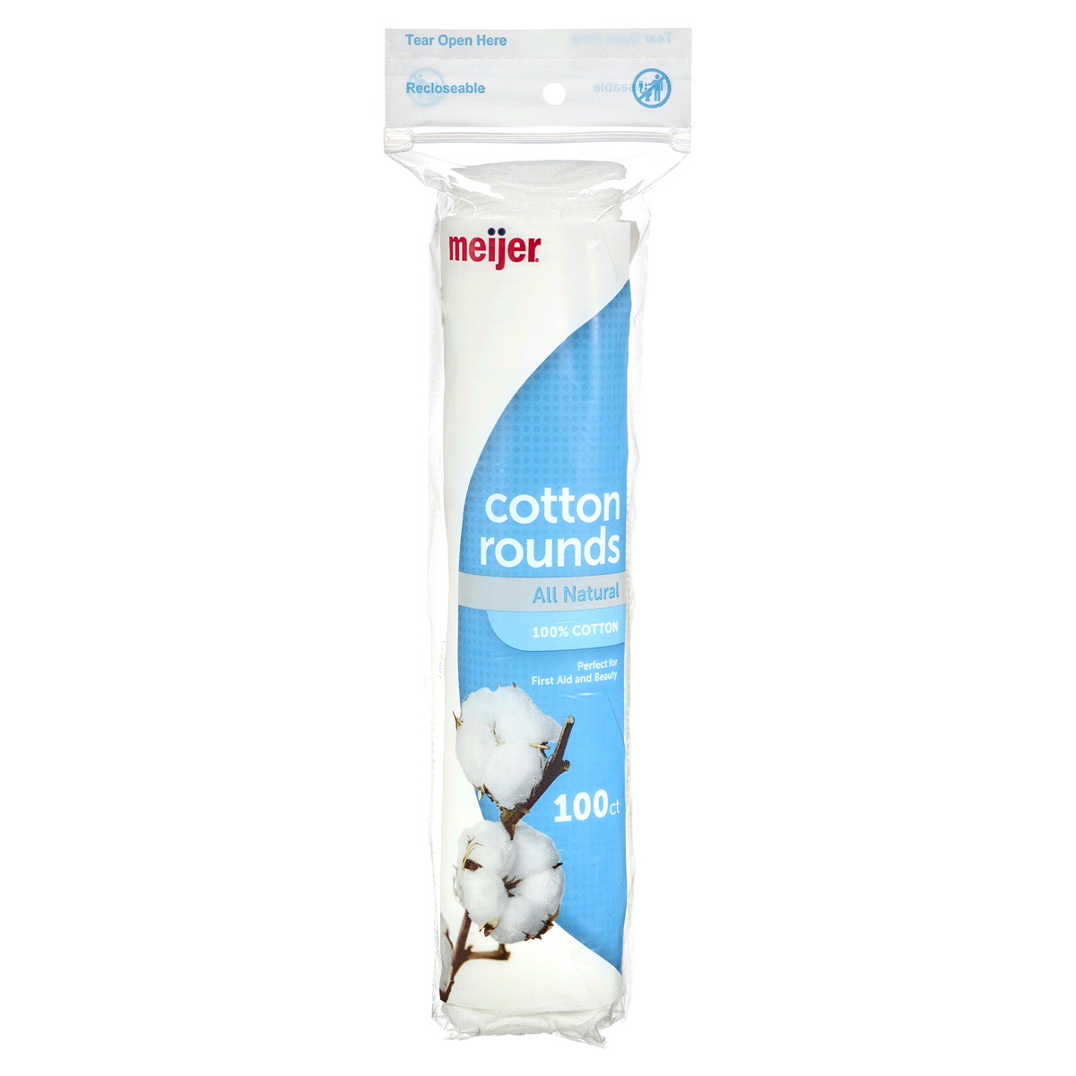 slide 1 of 5, Meijer Premium Cotton Round Pads, 100 ct