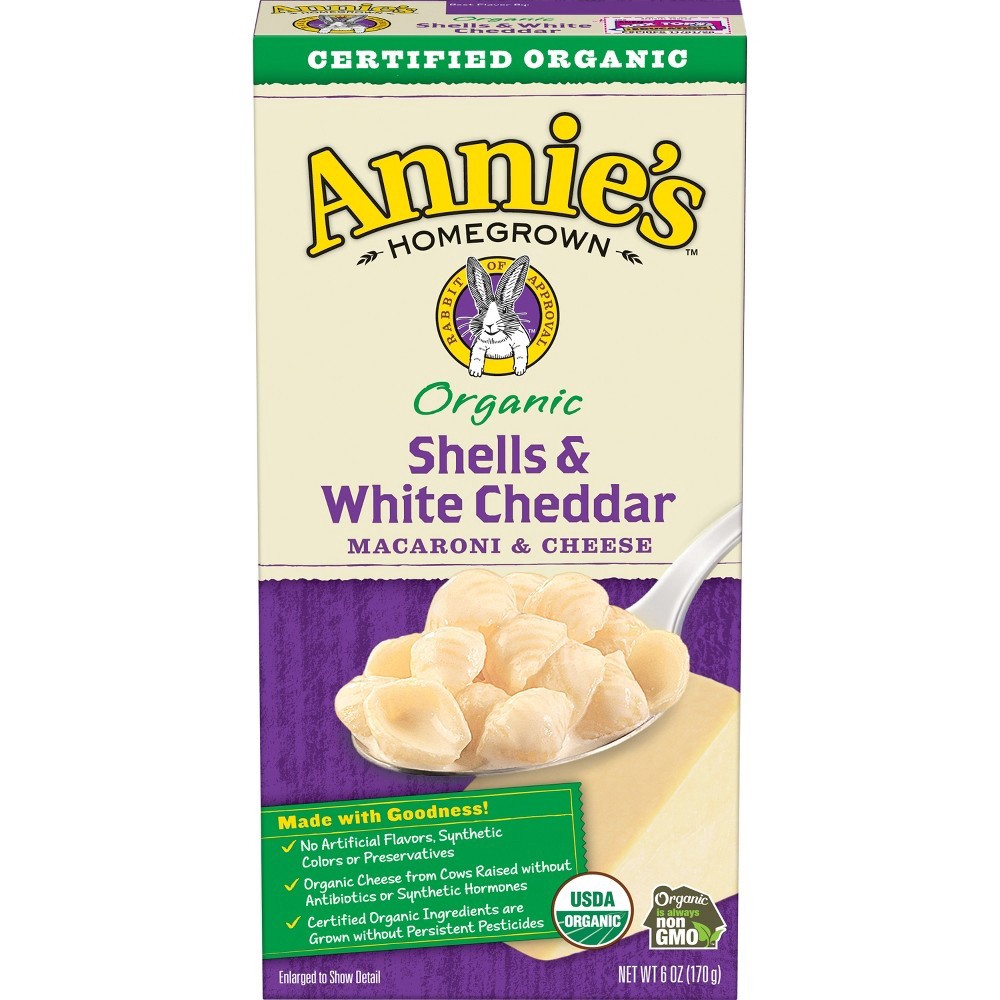 slide 2 of 3, Annie's Homegrown Organic Macaroni & Cheese Shells & White Cheddar, 6 oz