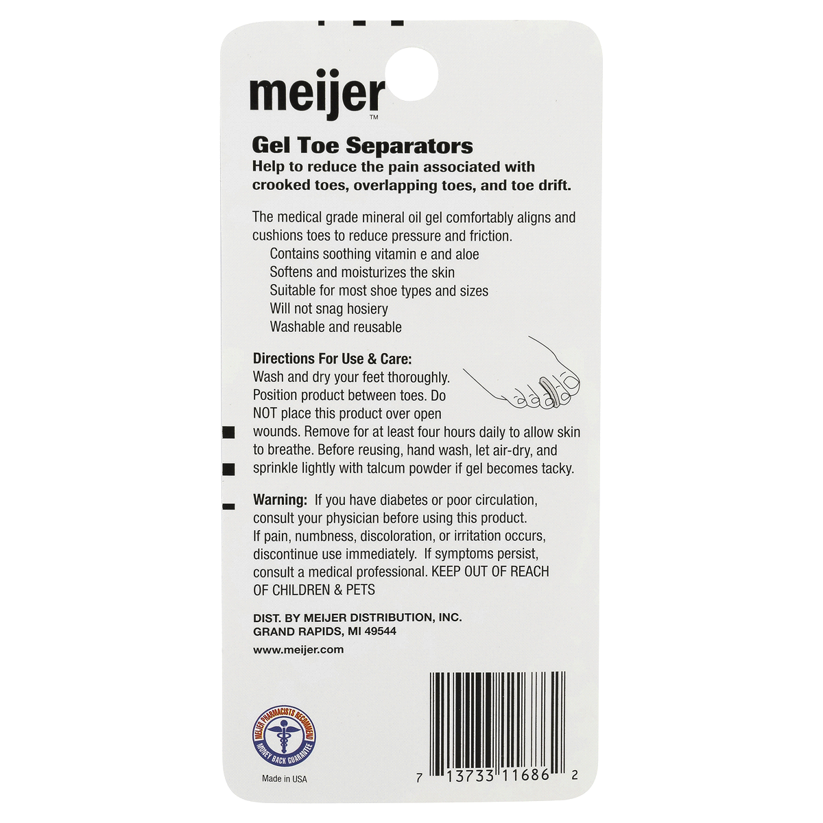 slide 2 of 2, Meijer Gel Toe Separators, 2 ct