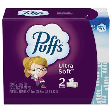 slide 1 of 1, Puffs Ultra Soft Family, 2 ct