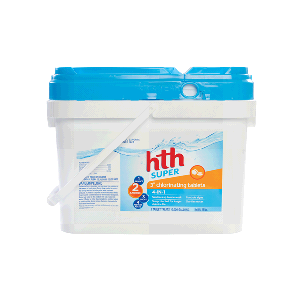 slide 1 of 1, hth Super 3 Chlorinating Tablets 4-IN-1, 25 lb