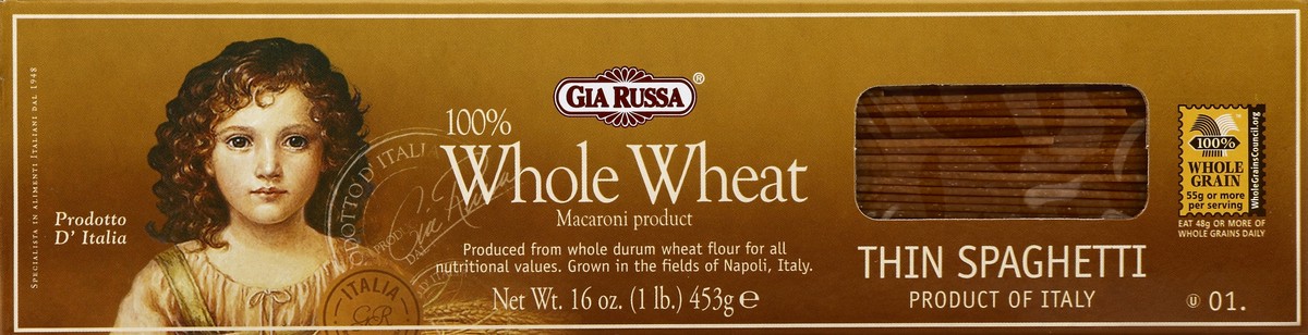 slide 2 of 4, Gia Russa Whole Wheat Spaghetti Thin, 16 oz