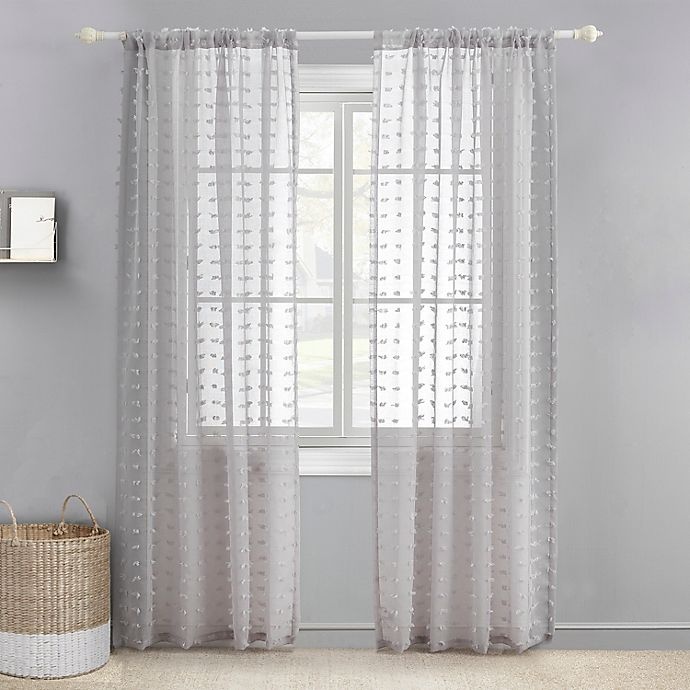 slide 1 of 4, Levtex Baby Tufted Overlay Window Curtain Panel - Grey, 84 in