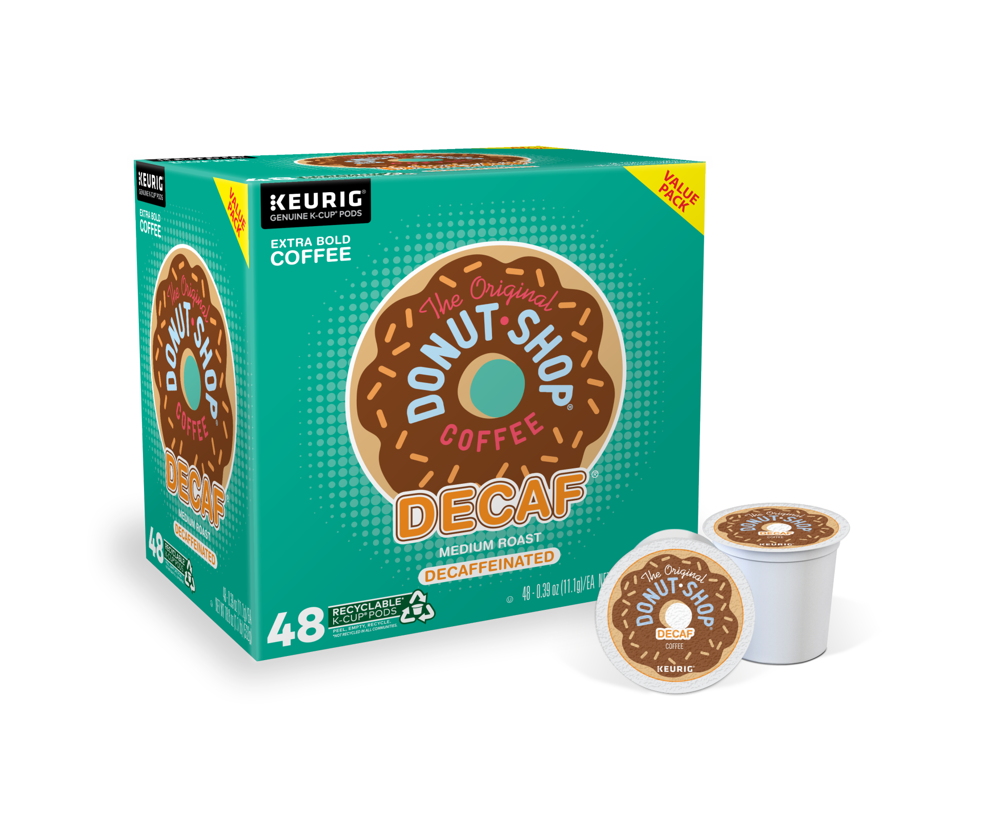 The Original Donut Shop Decaf Medium Roast Coffee Keurig K-cup Pods 48 