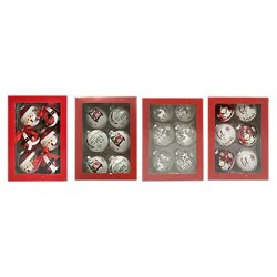 Ssel 6ct Gltr Glass Ornaments - EA