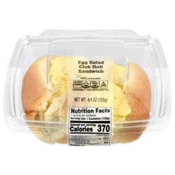 Stop & Shop Deli Egg Salad Club Roll Sandwich