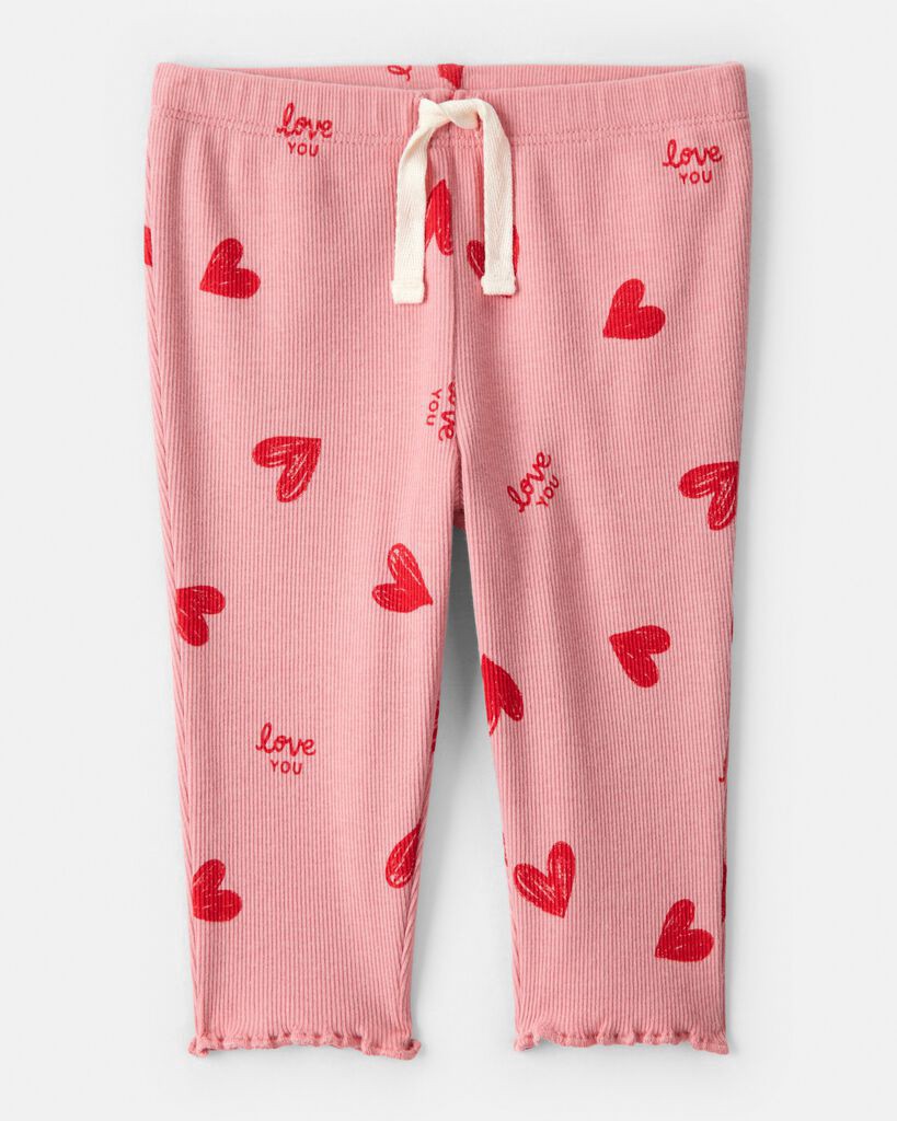 slide 4 of 5, Carter's Baby Girl Valentine's Day 2-Piece Heart French Terry Tee & Pant Set - Red Red 6M, 2 pc