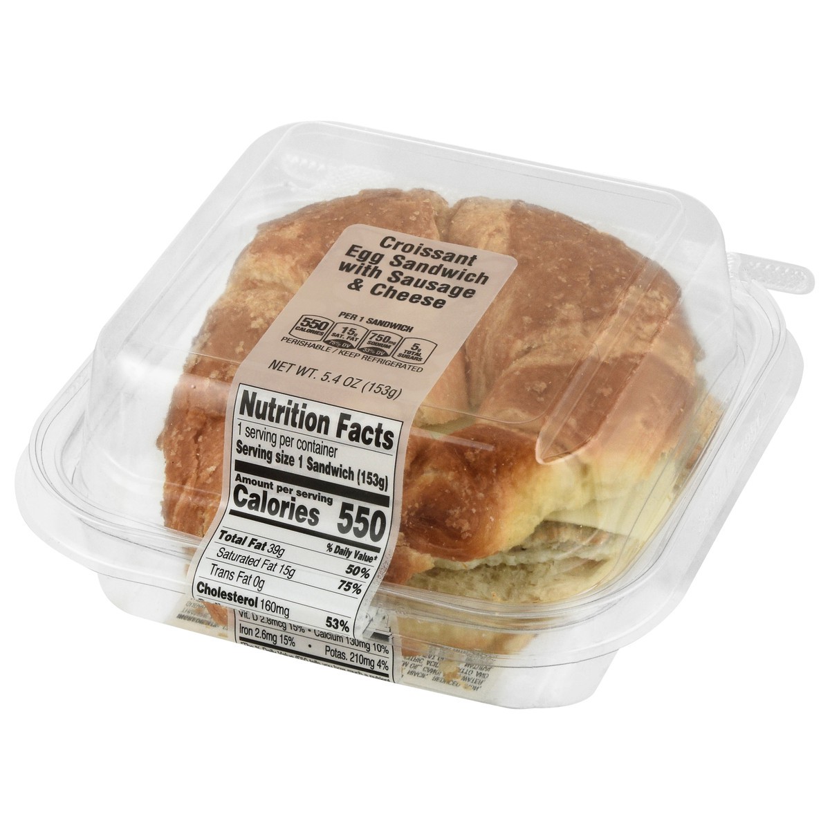 slide 4 of 4, Stop & Shop Deli Croissant Egg Sandwich with Sausage & Cheese, 5.4 oz