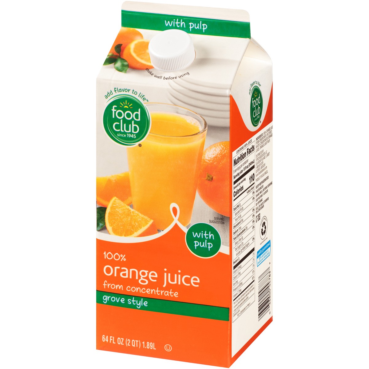 slide 6 of 10, Food Club Orange Juice Pulp Reconstituted - 64 oz, 64 oz