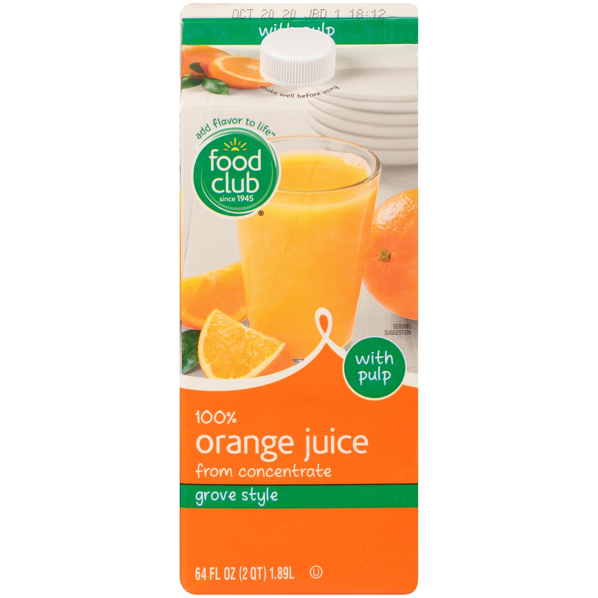 slide 7 of 10, Food Club Orange Juice Pulp Reconstituted - 64 oz, 64 oz