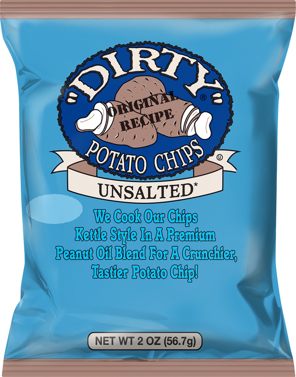 slide 2 of 11, Dirty Unsalted Potato Chips 2 oz, 2 oz