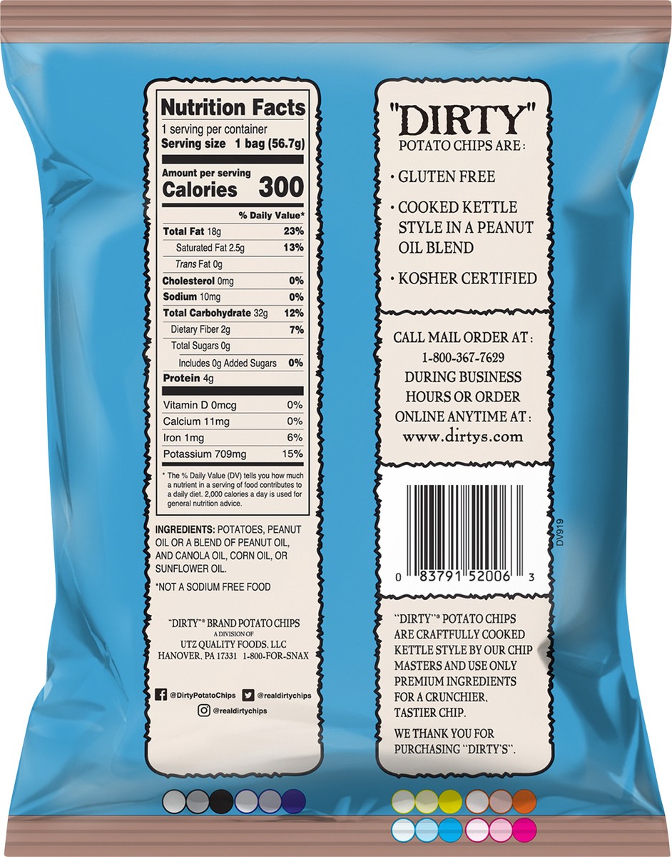 slide 7 of 11, Dirty Unsalted Potato Chips 2 oz, 2 oz