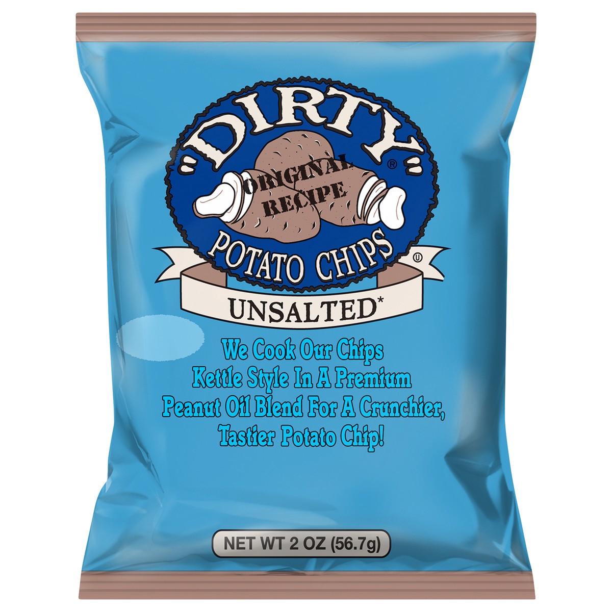 slide 11 of 11, Dirty Unsalted Potato Chips 2 oz, 2 oz